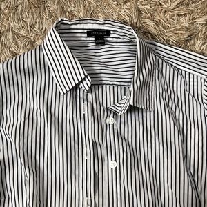 Women’s Navy Stripe Button Up Business Shirt
